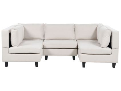 Canapé Modulable 5 Places En Tissu Beige Clair Unstad