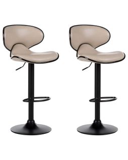 Tabouret De Bar Set De 2 Cuir Pu Beige Clair Conway