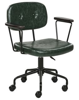 Chaise De Bureau Cuir Pu Vert Foncé Algerita