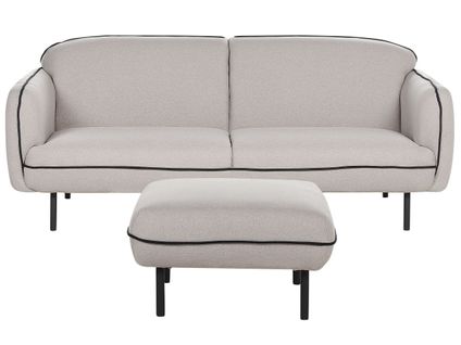 Canapé 3 Places Avec Ottoman En Tissu Gris Clair Tonsberg