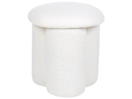 Pouf En Bouclé Blanc Carrington