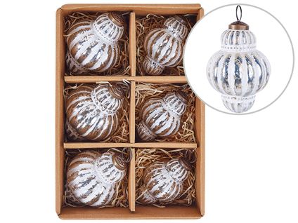 Boules De Noël Set De 6 Argenté Cremeux