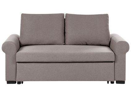 Canapé 2 Places Convertible En Tissu Marron Clair Silda