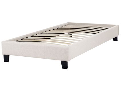 Lit Simple En Tissu 90 X 200 Cm Beige Roanne