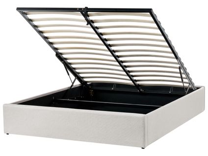 Lit Ottoman Sans Tête De Lit Tissu Dinan 140 X 200 Cm Beige Clair