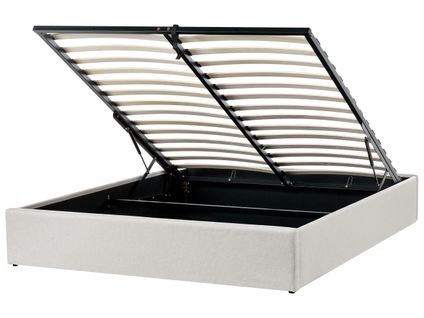 Lit Ottoman Sans Tête De Lit Tissu Dinan 160 X 200 Cm Beige Clair