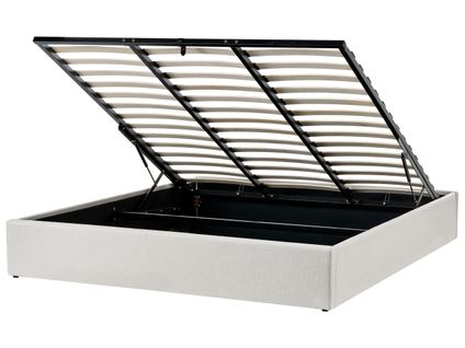 Lit Ottoman Sans Tête De Lit Tissu Dinan 180 X 200 Cm Beige Clair