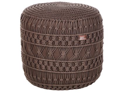 Pouf En Coton Macramé Marron Thakot