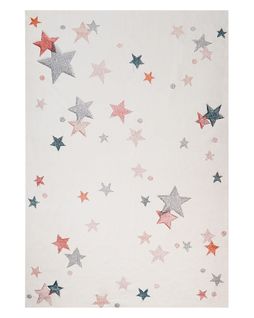 Tapis Enfant Avec Motif Étoiles En Coton Blanc 140 X 200 Cm Alpoud