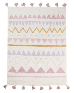 Tapis Enfant En Coton Beige Et Rose 140 X 200 Cm Zaysan