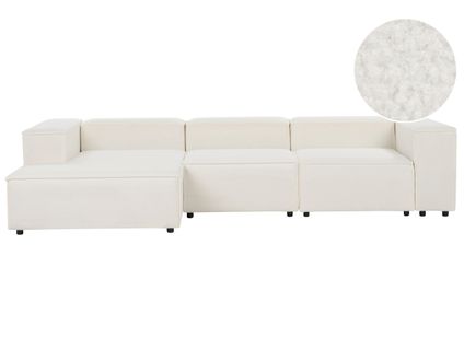 Canapé D'angle à Droite 3 Places Blanc Bouclé Aprica