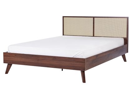 Lit Avec Sommier Rotin Monpazier 160 X 200 Cm Marron Foncé