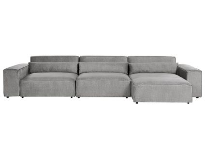 Canapé D'angle à Gauche Modulable 3 Places En Tissu Gris Hellnar