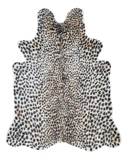 Tapis En Fausse Fourrure Imprimé Guépard 130 X 170 Cm Beige Et Noir Ossa