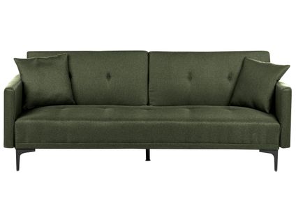 Canapé Convertible 3 Places En Tissu Vert Foncé Lucan