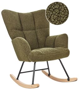 Fauteuil à Bascule Bouclé Vert Foncé Oulu