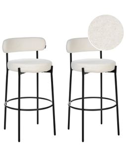 Tabouret De Bar Set De 2 Bouclé Blanc Allison