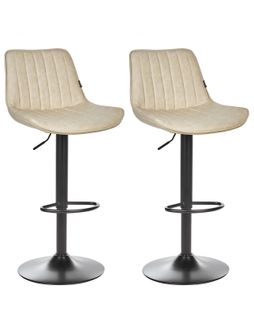 Tabouret De Bar Set De 2 Cuir Pu Beige Clair Dubrovnik