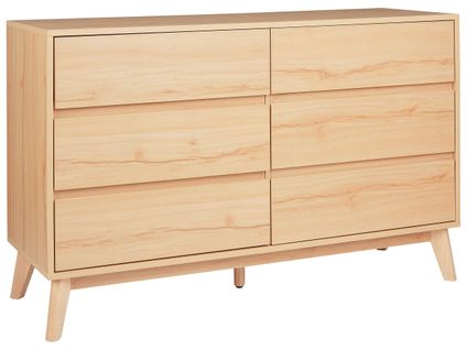 Commode à 6 Tiroirs En Bois Clair Sardis