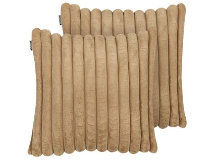 Lot De 2 Coussins Touffeté Marron Clair Rakya 45 X 45 Cm