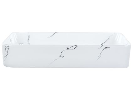 Lavabo En Céramique Effet Marbre 61 X 35 Cm Blanc Hopi