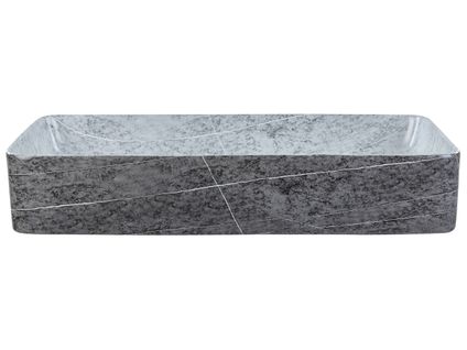 Lavabo En Céramique 61 X 35 Cm Effet Granite Gris Artaj