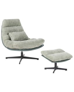 Fauteuil Pivotant Tovik Tissu Chenille Vert Clair