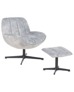 Fauteuil Pivotant Lia Velours Gris Clair
