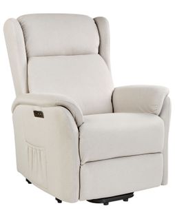 Fauteuil Électrique Inclinable En Tissu Crème Elegy