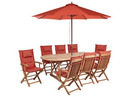 Set De Salle à Manger Bois Solide Rouge Foncé Maui Ii