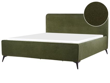Lit Avec Sommier Bouclé Valognes 180 X 200 Cm Vert Foncé