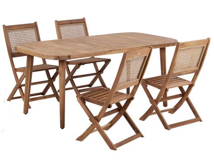 Salle à Manger De Jardin 4 Places Paraggi Bois D'acacia Certifié Marron Foncé