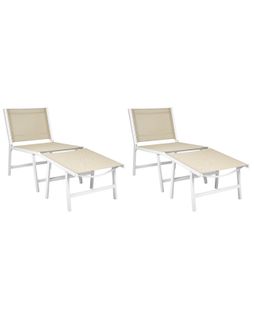 Lot De 2 Chaises De Jardin Marceddi Métal Blanc/beige