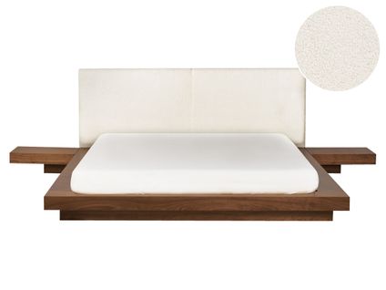 Lit Avec LED Bouclé Zen 160 X 200 Cm LED Frêne Marron