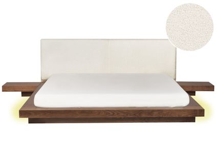 Lit Avec LED Bouclé Zen 180 X 200 Cm LED Frêne Marron