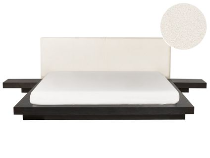 Lit Avec LED Bouclé Zen 180 X 200 Cm LED Frêne Foncé