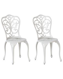 Lot De 2 Chaises De Jardin Triora Métal Blanc Cassé