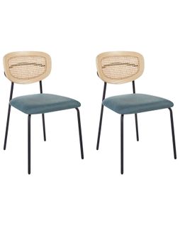 Lot De 2 Chaises De Salle à Manger Mayetta Rotin Bleu Paon