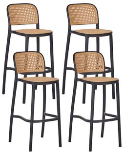 Lot De 4 Chaises De Bar Plose Matière Synthétique Beige
