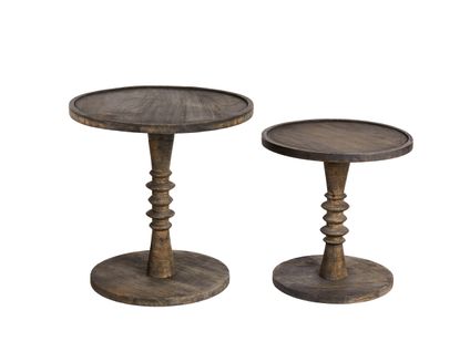 Lot De 2 Tables D'appoint Thalia Bois De Manguier Marron Foncé