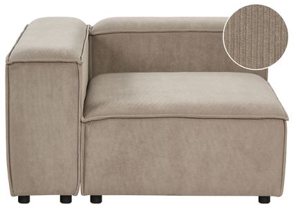 Module D'angle Ardal Velours Côtelé Taupe Côté Droit