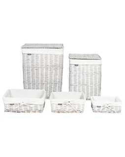 Lot De 5 Paniers Ella Bois De Saule Gris 50/86 L