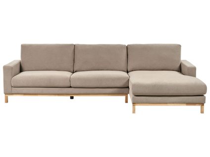 Canapé D'angle 4 Places Siggard Tissu Taupe Côté Gauche