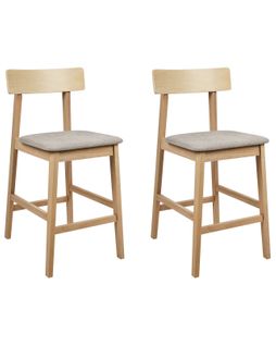 Lot De 2 Chaises De Bar Isanti Bois Marron Clair/taupe