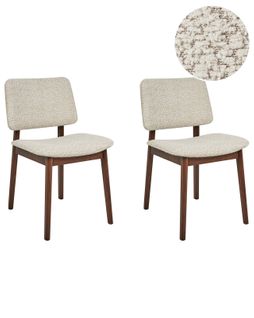 Lot De 2 Chaises De Salle à Manger Blane Bouclé Marron Foncé/beige