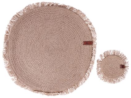 Ensemble Sets De Table Et Sous-verres Ribbery Naturel Jute