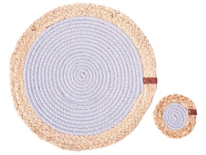 Ensemble Sets De Table Et Sous-verres Rosella Gris Jute Coton