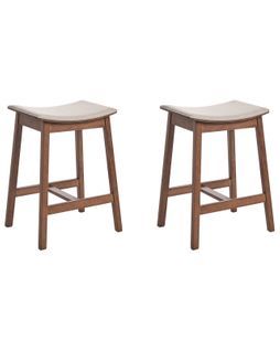 Lot De 2 Tabourets De Bar Dixon Bois Marron Foncé/beige