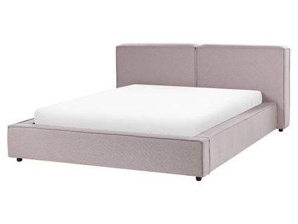 Lit Avec Sommier Tissu Linards 160 X 200 Cm Marron Clair