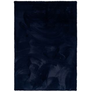 Tapis En Fourrure Plush 140x180cm Bleu Foncé